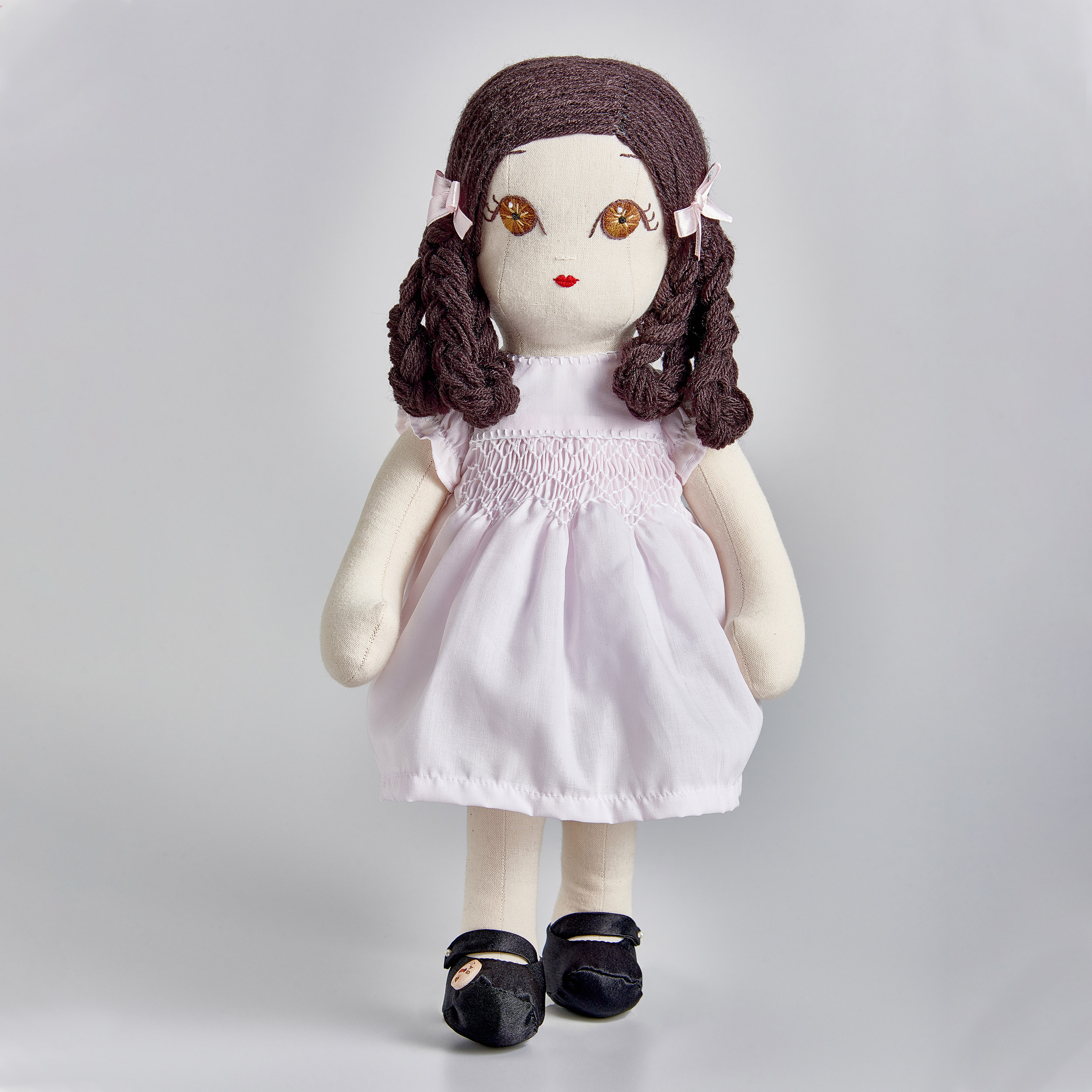 Fabric Doll + 2 Dresses - white medium solid, Toys